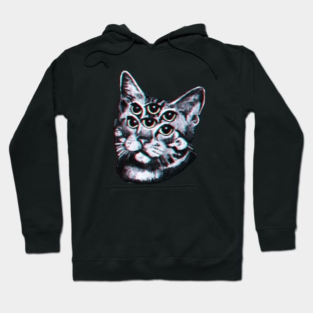 Psychedelic Cat (3D vintage effect) Hoodie by TheDoggoShop